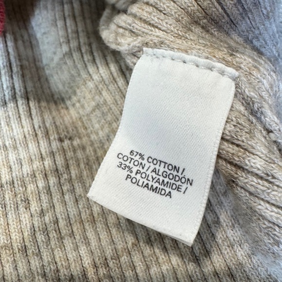 Victorias Secret Ribbed Mock Neck Long Sleeve Top Heathered Beige Pink Trim L G - Picture 6 of 6